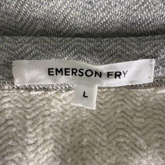 Emerson Fry Alice Dress Size L WARM 100% Cotton Long Sleeve Herringbone Gray - Picture 5 of 10